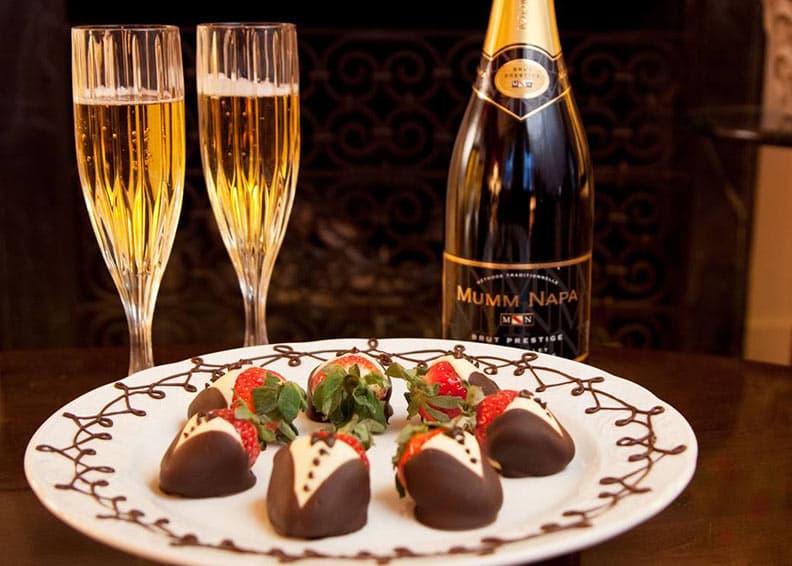 Covered Strawberries and sparkling wine