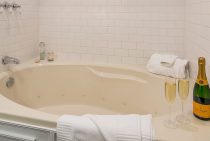 Jetted Tub with Champagne in the Cottage Suite at our Coastal Maine B&B