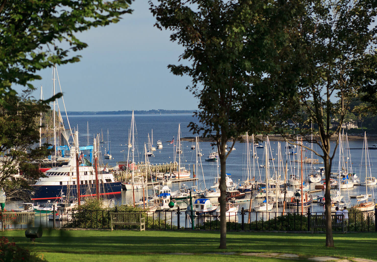 view of ships on the harbor